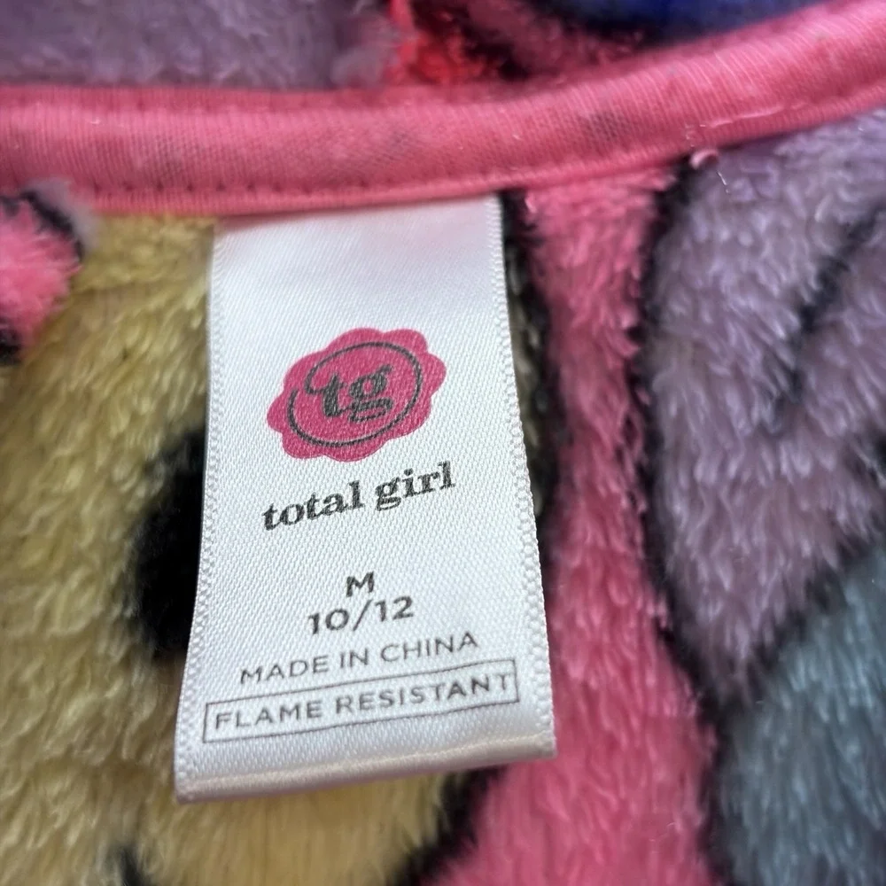 Bright Colors Neon Pink Smiley Face Soft Girl's Robe Medium 10/12 Total‎ Girl